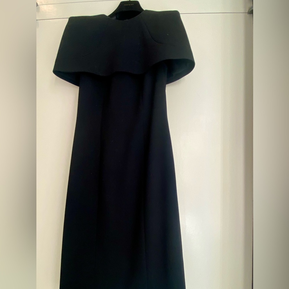 Givenchy Elegant Black Dress with Cape Over the Shoulders
